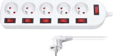 Image du produit Olight Cordon d'extension Solight, 5 prises, blanc, 6x switch, 2m (2 m)