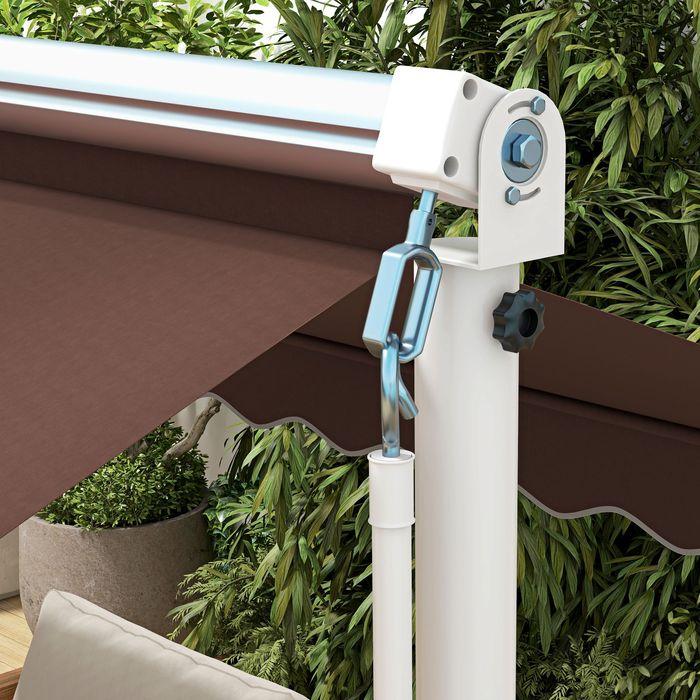 Actual product image Swisshandel24 Standing awning 4.5x3.4m garden awning hand crank extendable adjustable polyester coffee (3.40 m)