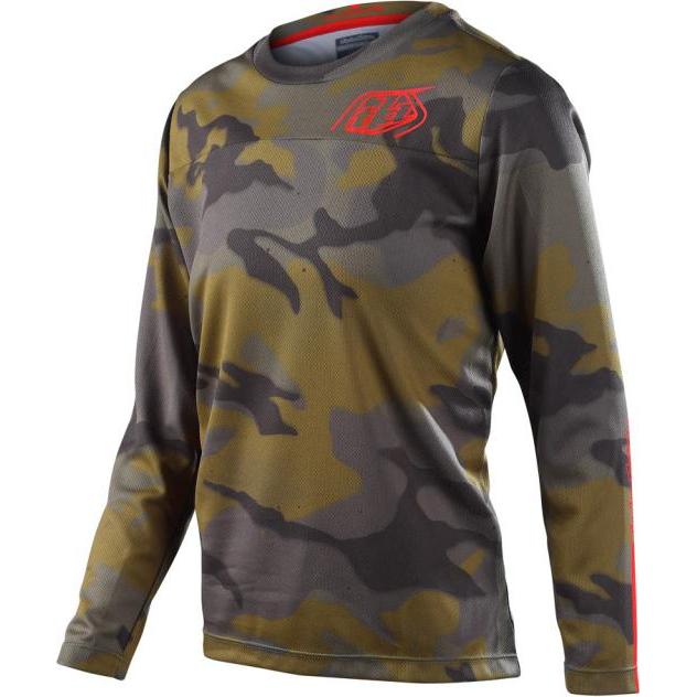 Troy Lee Designs, Unisex, Velotrikot, Flowline LS Jersey, Spray Camo, army, youth XL (XL), Grün, XL