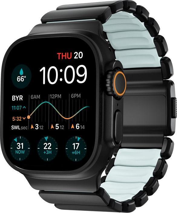 Nomad Stratos Band Titanium Black 49mm Icy Blue Glow (FKM, Titanium)