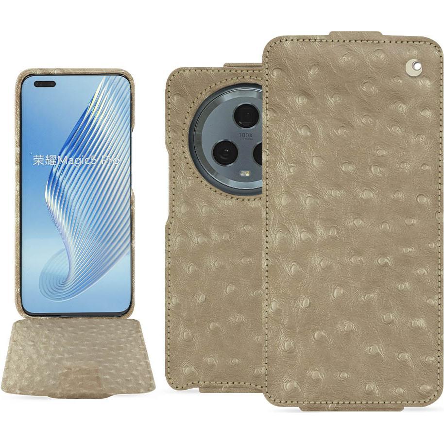 Noreve Lederschutzhülle vertikal (Honor Magic5 Pro), Smartphone Hülle, Beige