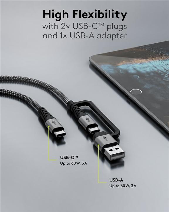 Produktbild Goobay 2in1 (3 m, USB 2.0, 60 W)