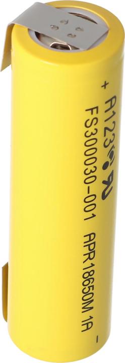 Actual product image A123 Systems A123 APR18650M-A1 1100mAh 3,2V - 3,3V LiFePo4 Akku mit Lötfahne U-Form (1 pcs., 18650, 1100 mAh)