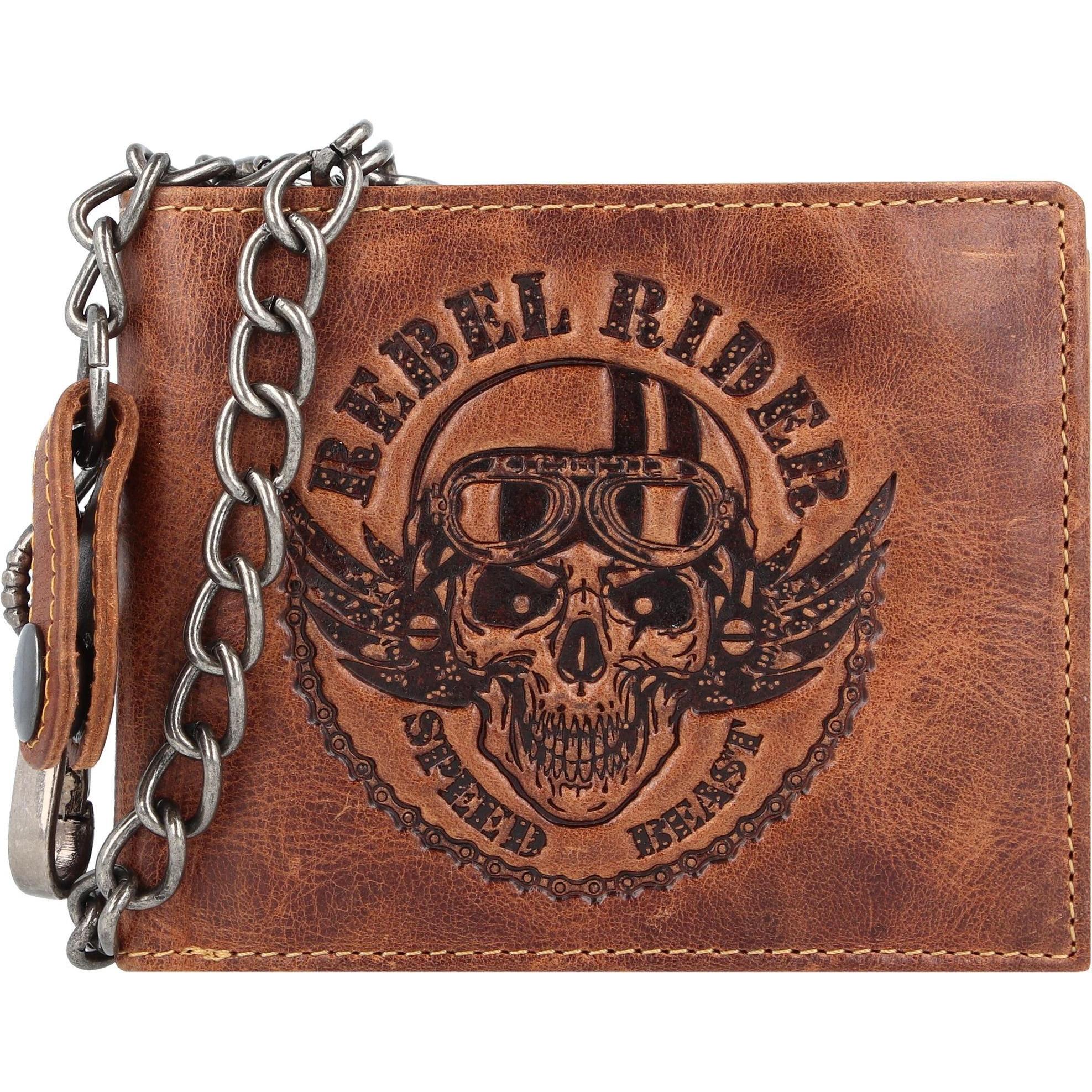 Greenburry, Herren, Portemonnaie, Rebel Rider Biker Geldbörse Leder 13 cm, Braun