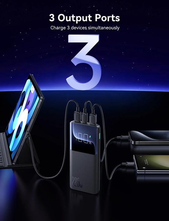 Immagine prodotto Joyroom JR-QP191 Star Series Mini 22.5W Digital Display Fast Charging Power Bank 10000mAh – Black (10000 mAh, 22.50 W, 38.50 Wh)