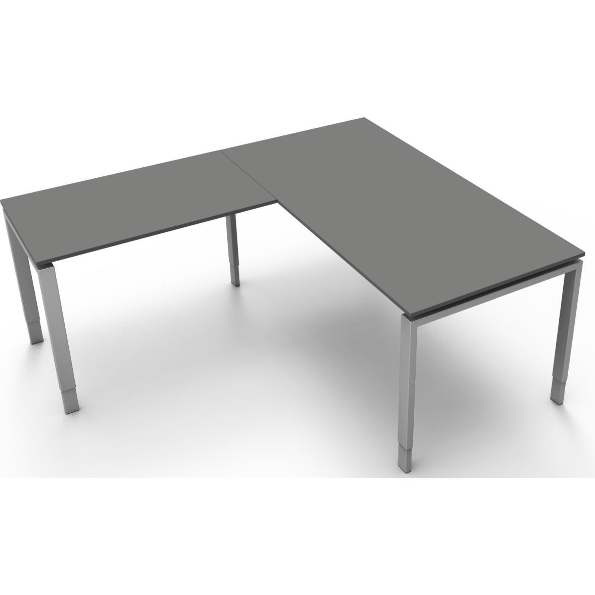 Kerkmann, Schreibtisch, Schreibtisch Form5 160 160x80x68-82cm / Anbau 100x60cm grafit