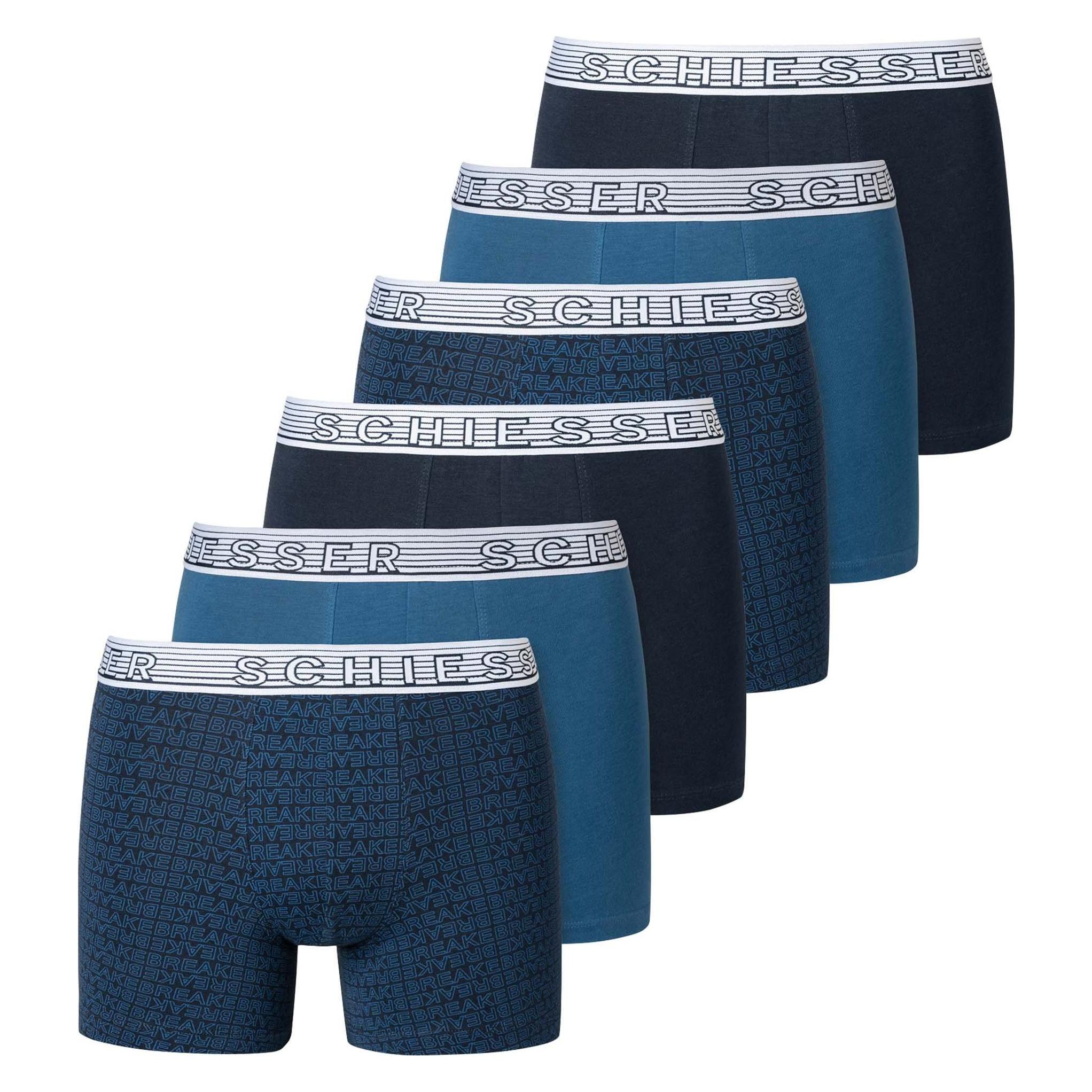 Schiesser, Jungen, Unterhosen, Boxershort Casual Bequem Sitzend, Blau, (152, 6er Pack)