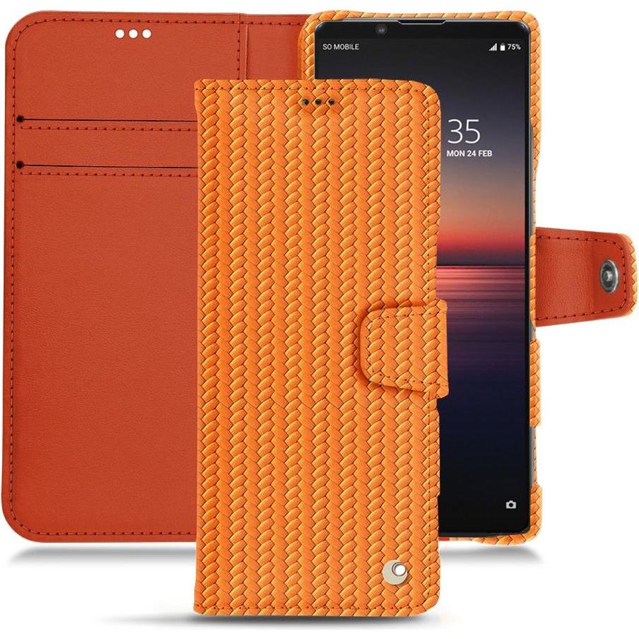 Noreve Lederschutzhülle Wallet (Sony Xperia 1 II), Smartphone Hülle, Orange