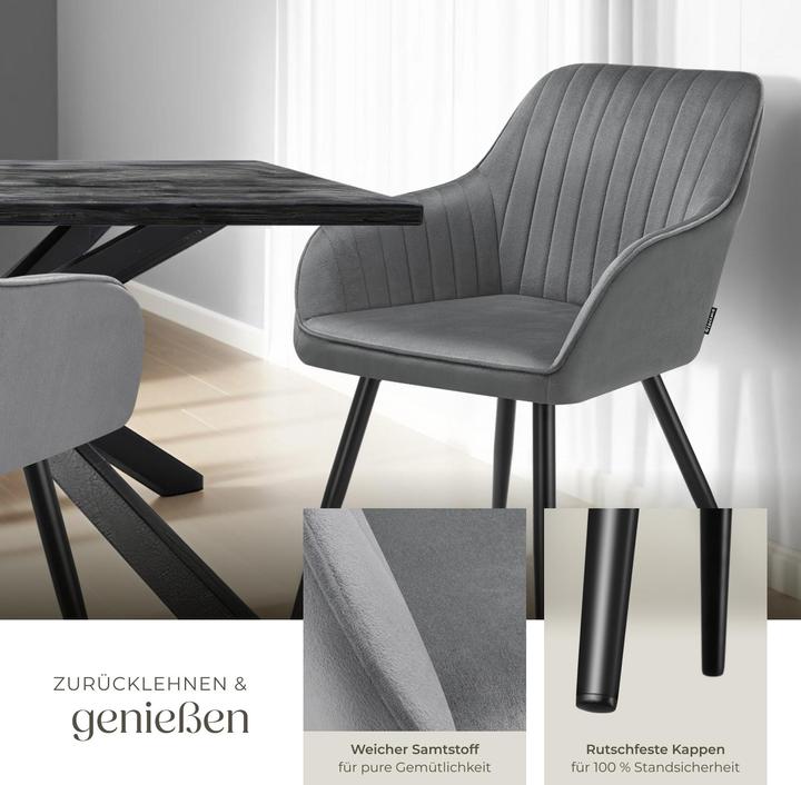 Actual product image tectake Chair Marilyn, Velvet look, quilted
