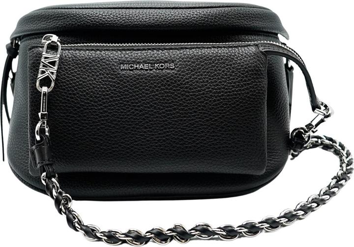 Michael Kors Slater Medium Kiesel Leder Schlinge Pack Damen - Schwarz/Silber