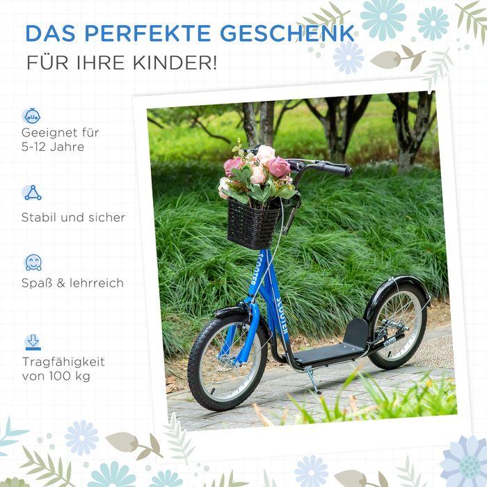 Immagine prodotto Swisshandel24 Monopattino per bambini Monopattino con freno Cestino regolabile in altezza per 5-12 bambini