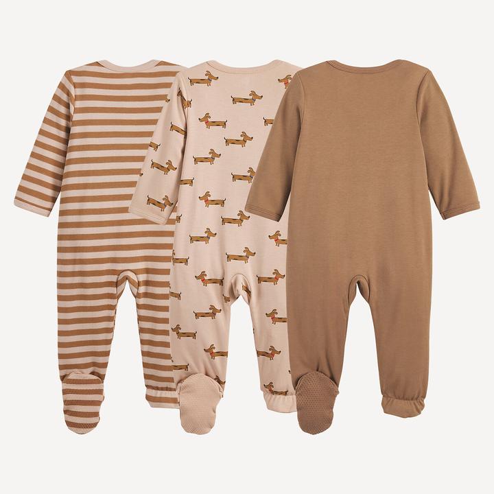 Produktbild La Redoute Collections 3er-Set einteiliger Interlock-Pyjama mit Dackel- und Streifenmuster (68)