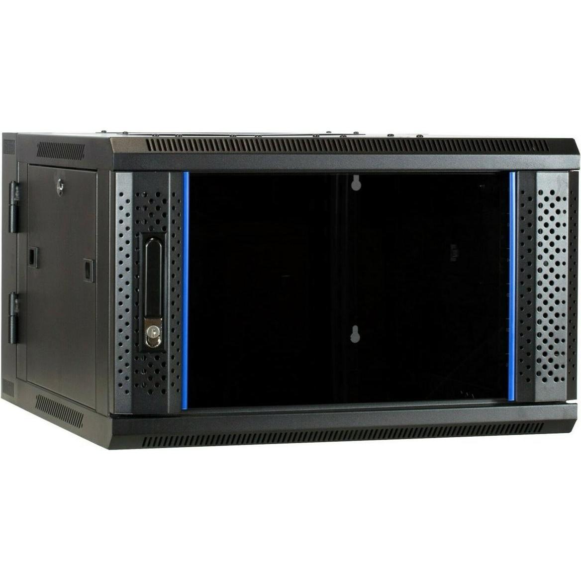 Dsit 6 Armadio per server U, armadio a parete reversibile con porta in vetro (LxPxH) 600 x 600 x 368 mm (6 HE, Rack da 19 pollici), Armadio rack, Nero