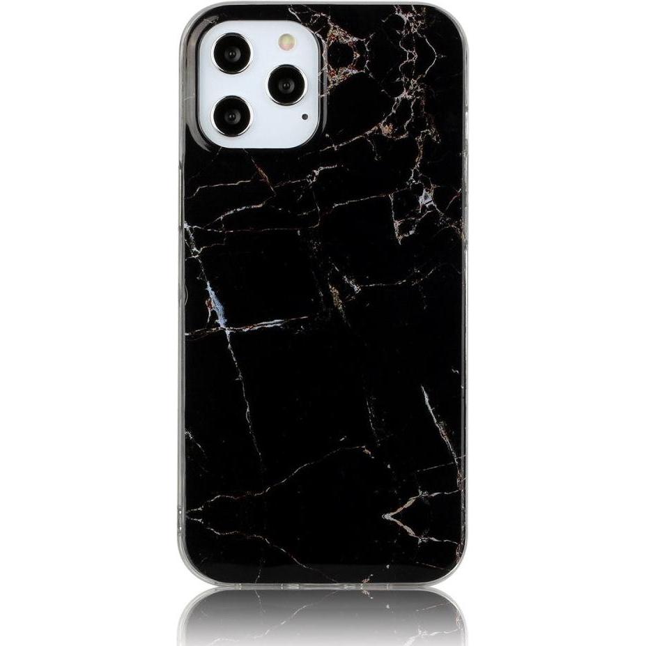 Cover-Discount iPhone 12 / 12 Pro - Softes Silikon Gummi Case Marble schwarz (Apple iPhone 12 Pro, Apple iPhone 12), Sma...