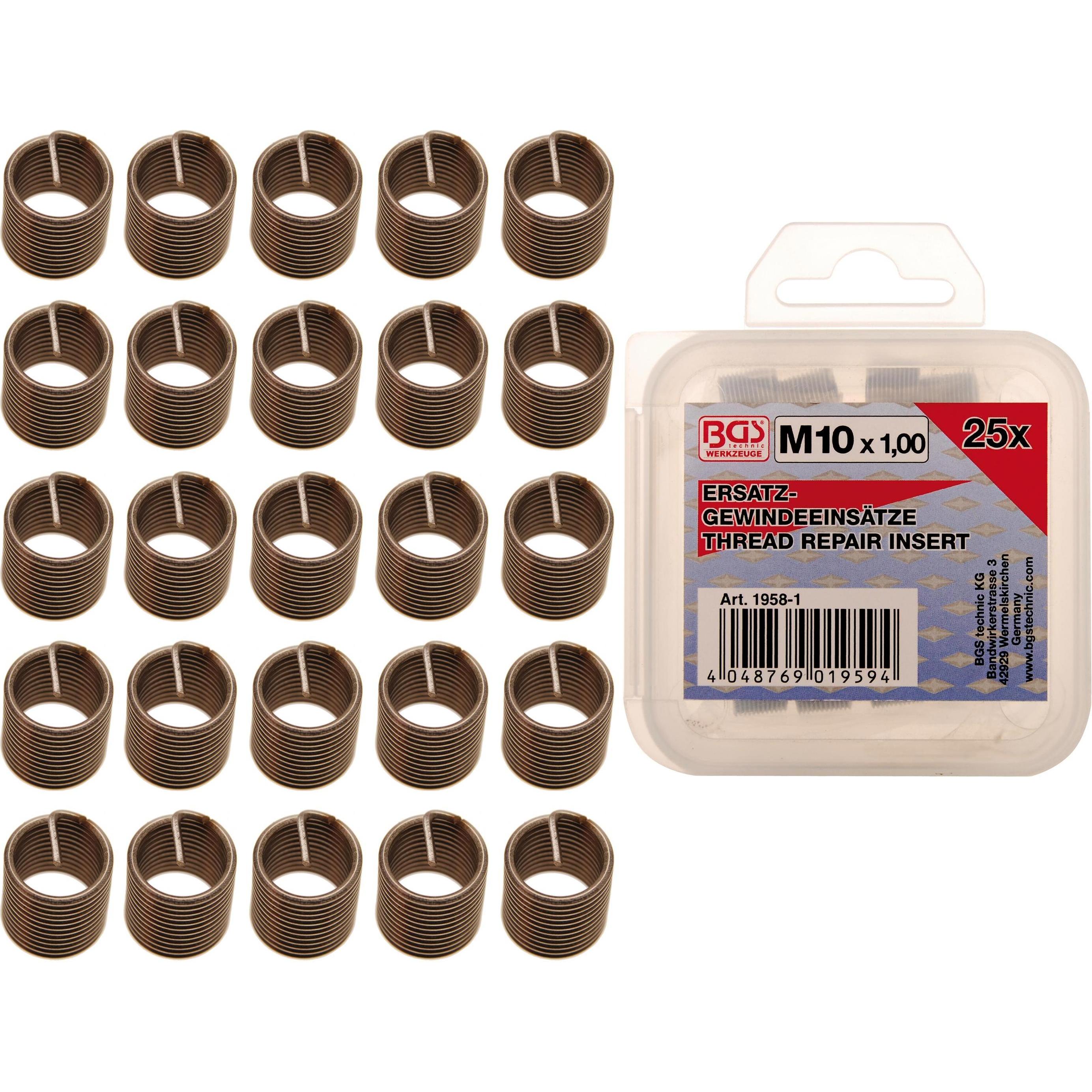 BGS, Gewindeschneider + Gewindebohrer, Ersatz-Gewindeeinsätze M10 x 1,0 mm 25-tlg.