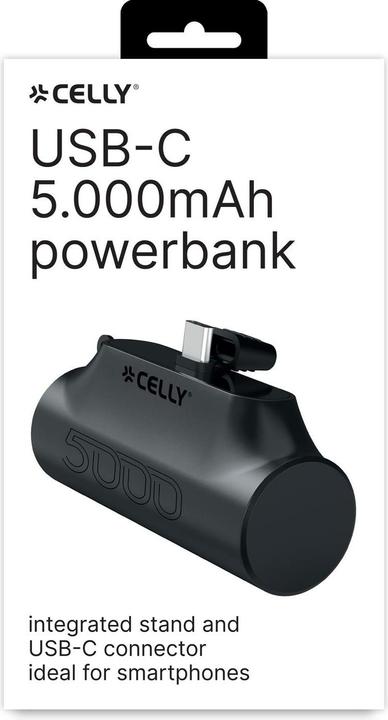 Immagine prodotto Celly PowerBank Compact Usb-C 5000mAh (5000 mAh, 10.50 W, 18.50 Wh)