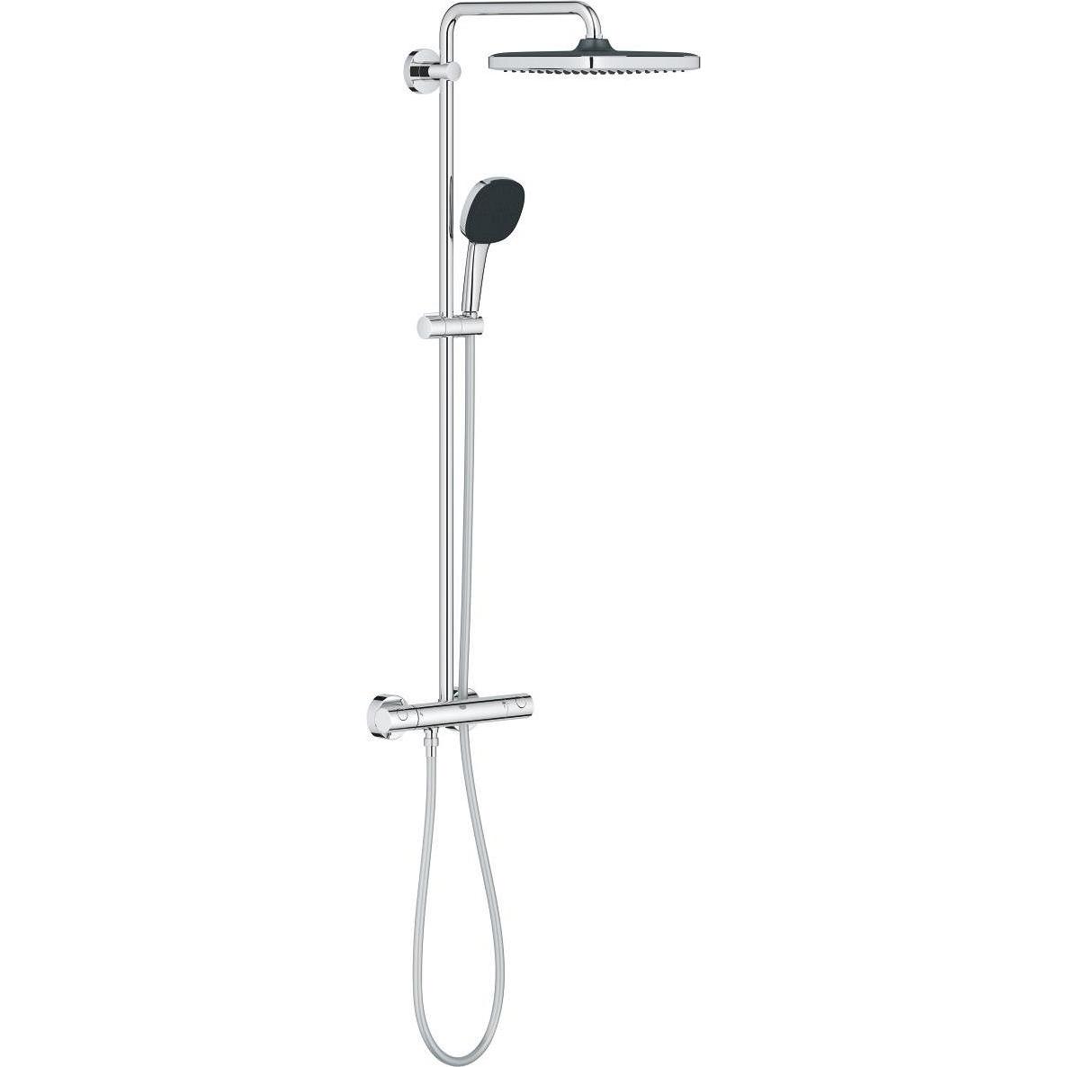 Grohe, Duschsystem, Vitalio Comfort 250 Cube Duschsystem mit Thermostatbatterie und Vitalio Comfort 110 Handbrause, inkl