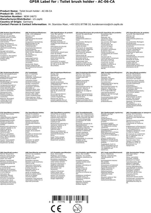 Produktbild Valera All Care MediQo-line Toilettenbürstenhalter Edelstahl weiss schwarze Nylonbürste, 2-Punktbefestigung