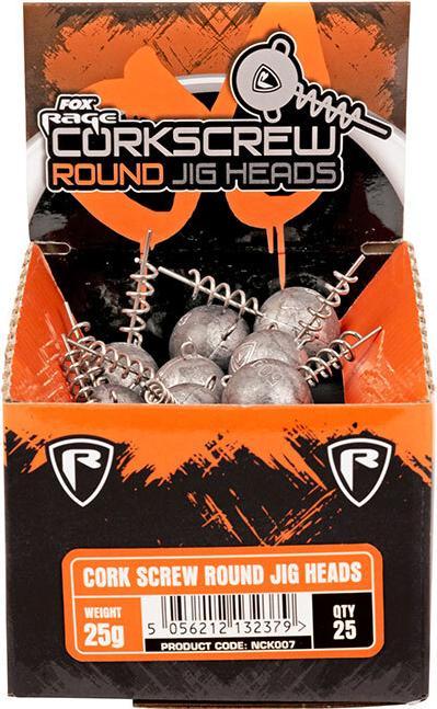 Fox Rage round corkscrew with leaded heads vrac x25pc