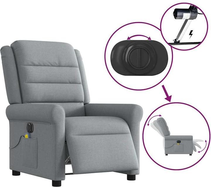 Actual product image vidaXL Massage chair electric light grey fabric