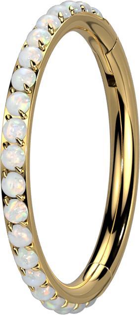 Produktbild Star Piercing Micro Segmentring klappbar vergoldet seitlich Opale weiss (ohne Messing, Titan)