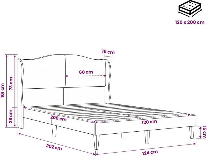 Actual product image vidaXL Moderner Bettrahmen (120 x 200 cm)