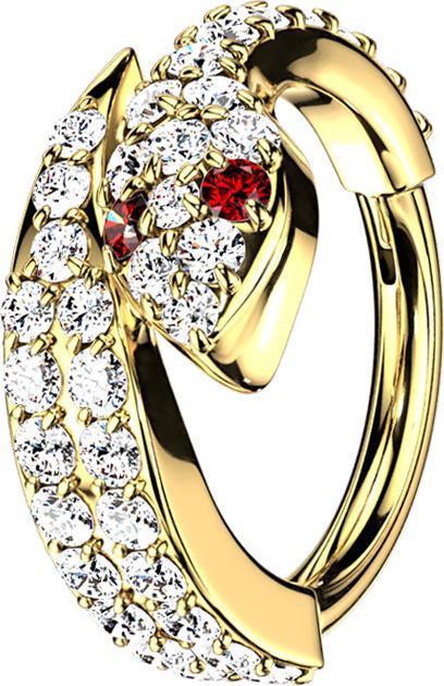 Image du produit Star Piercing Micro anneau segment pliable doré serpent avec cristaux (sans laiton, Acier chirurgical 316L)