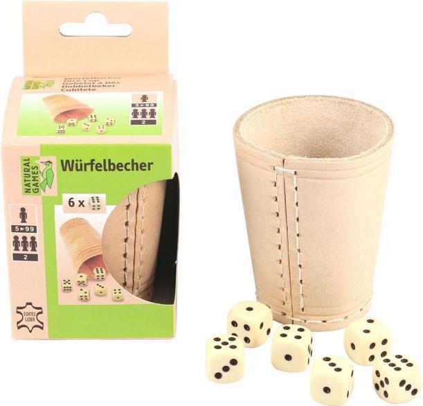 Actual product image Natural games Leather dice cup with 6 dice