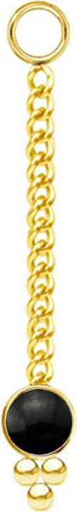 Image du produit Star Piercing Anhänger vergoldet Kette mit Anhänger schwarzer Onyx Stein drei Kugeln (sans laiton, Acier chirurgical 316L, Minéral)