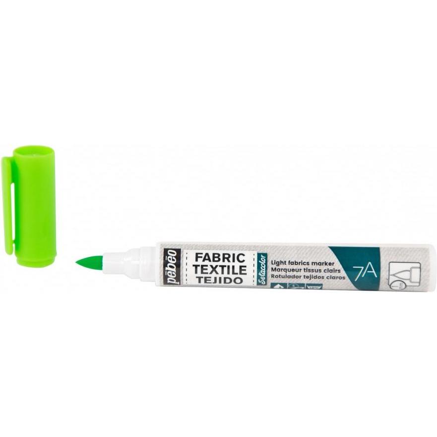 Pebeo, Marker, 7A Marker Helle Stoffe 1mm Pinselspitze (Neongrün, 1 mm)