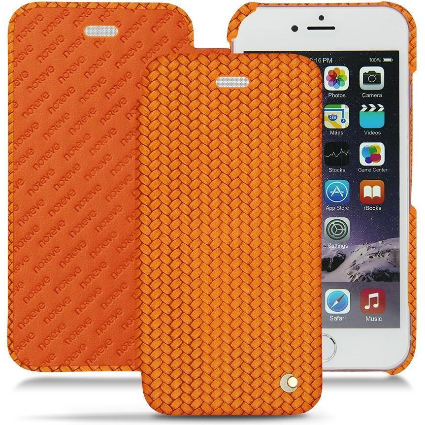 Noreve Lederschutzhülle horizontal (Apple iPhone 6s Plus), Smartphone Hülle, Orange