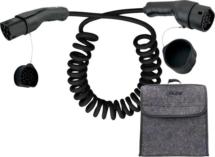 Actual product image InLine EV spiral car charging cable 22kW type 2 (Type 2, 22 kW, 32 A, 5 m)