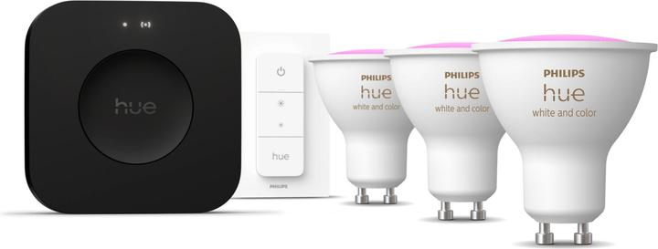 Produktbild Philips Hue Starter Kit Bridge Pro + LED White & Color Ambiance (GU10, 400 lm, 3 x, E)