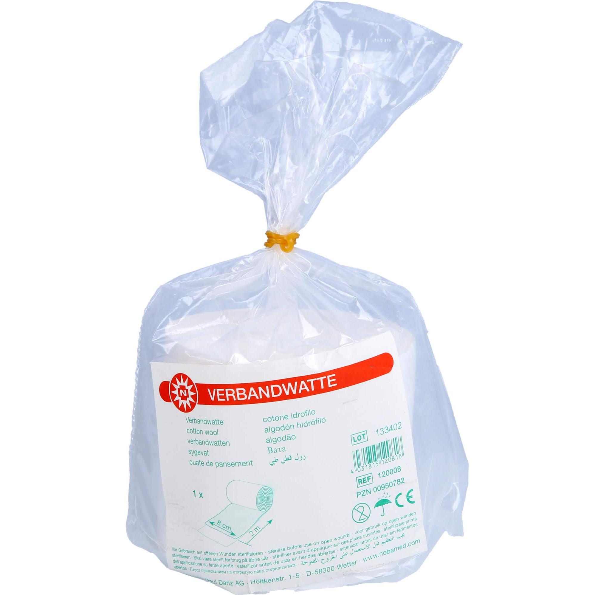Nobamed, Verbandsmaterial, Verbandwatte 2mx8cm gerollt, 1 St WAT