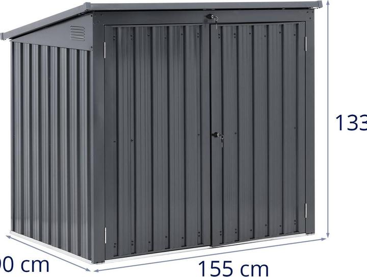 Produktbild Uniprodo Metall-Mülltonnenbox Mülltonnenverkleidung für 2 Tonnen (240 L) abschliessbar
