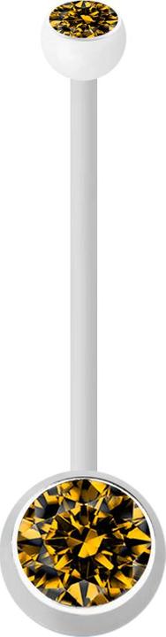 Image du produit Star Piercing Banane grossesse blanche avec deux boules cristal topaze (sans laiton, Matières plastiques)