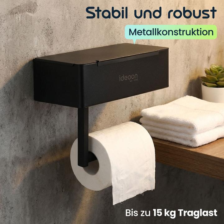 Image du produit Ideoon Support de papier toilette avec boîte pour lingettes humides et support pour téléphone portable