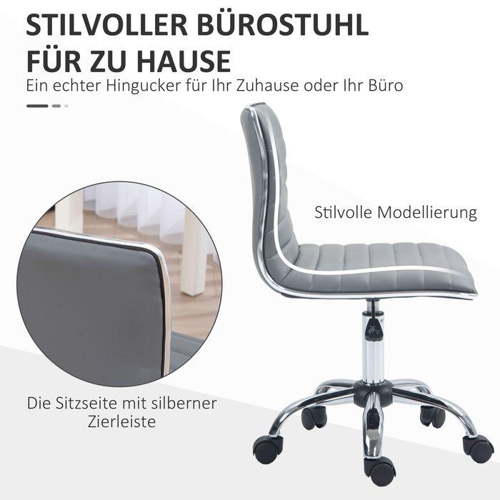 Produktbild Swisshandel24 Bürostuhl ohne Armlehnen, höhenverstellbar Drehstuhl mit Rollen, Hellgrau (43 - 55 cm)