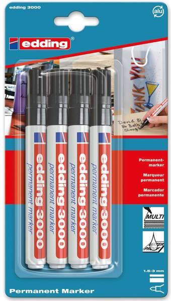 Produktbild Magni Permanentmarker 3000 4er 1,5-3 mm schwarz Blister (4x)