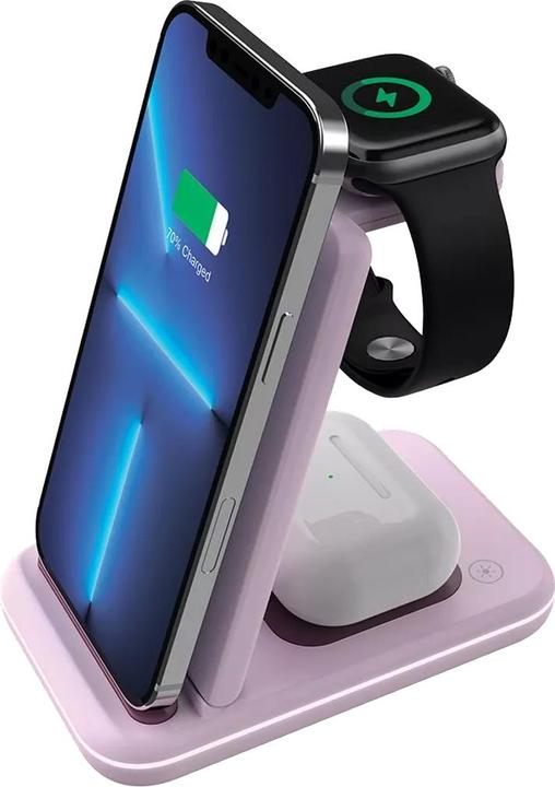 Image du produit Canyon WS-304, 3in1, station de recharge sans fil Qi pour 3 appareils en même temps, noir (15 W)