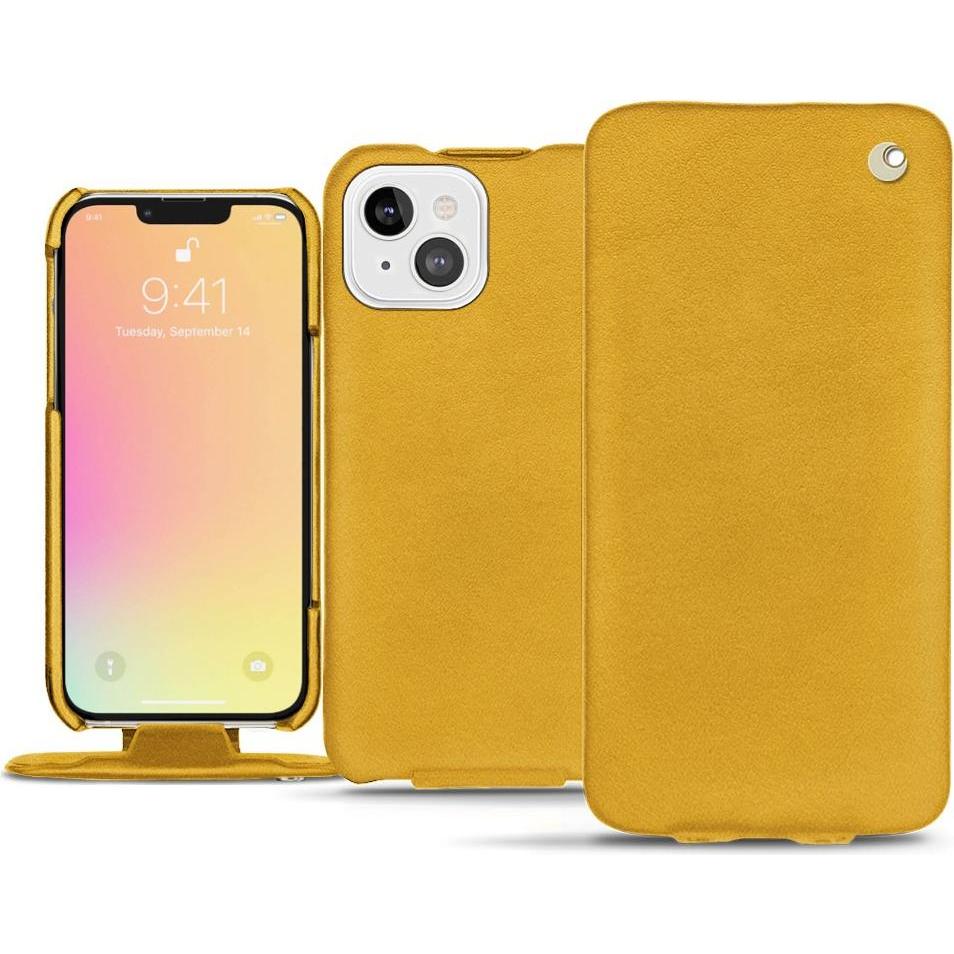 Noreve Lederschutzhülle vertikal (Apple iPhone 13 mini), Smartphone Hülle, Orange