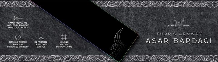Produktbild L33T Gaming mouse pad Asar Bardagi, with RGB LED backlight, size XXL, 920x294x3mm (XXL)