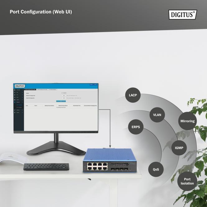 Image du produit Digitus Switch géré Gigabit PoE L2 à 8 ports + 2 SFP (8 ports)