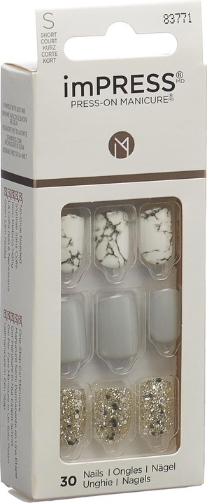 Produktbild KISS Kunstnägel-Set Knock Out 30 Stück (Kunstnägel, Weiss, Grau)