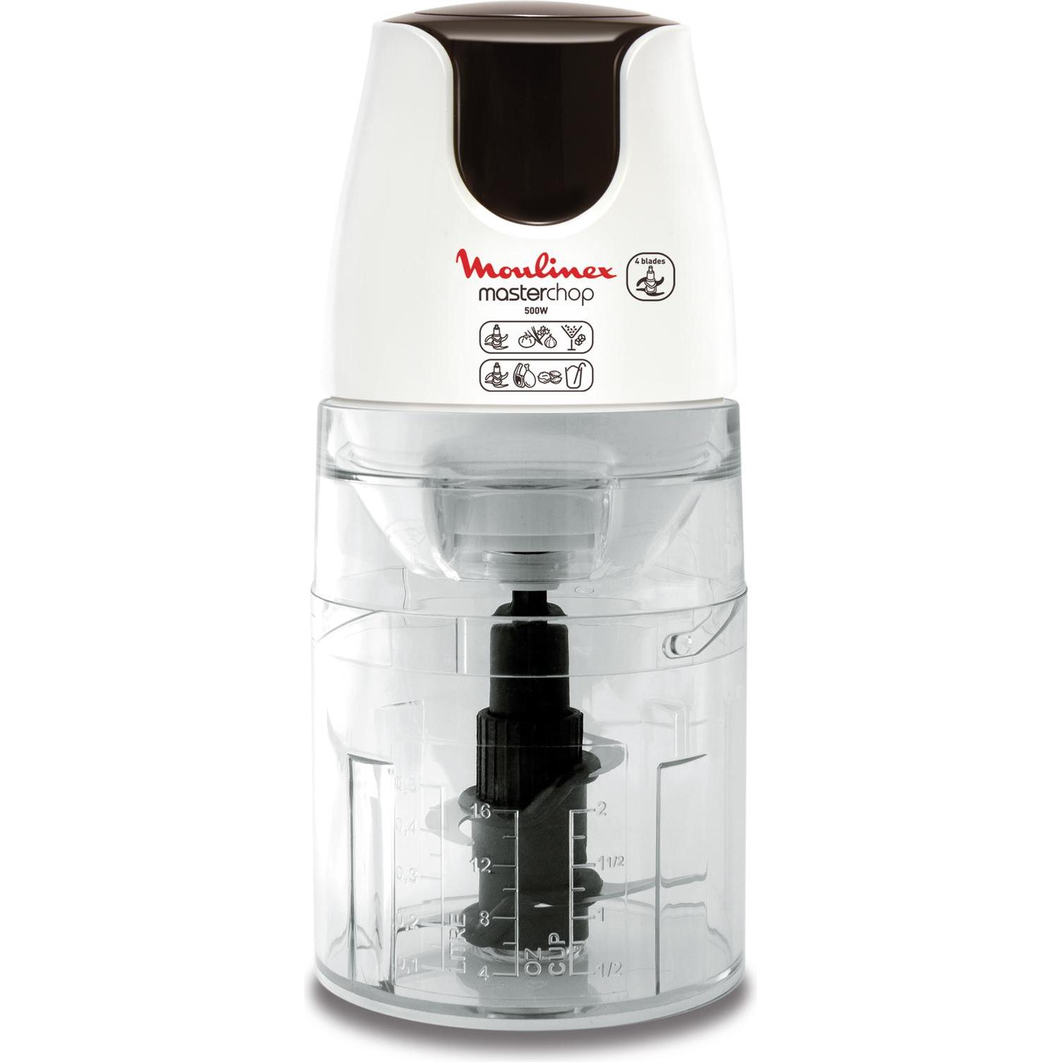 Moulinex Picadora Masterchop Xl Frullatore500W, 500ml, Robot da cucina, Nero, Bianco