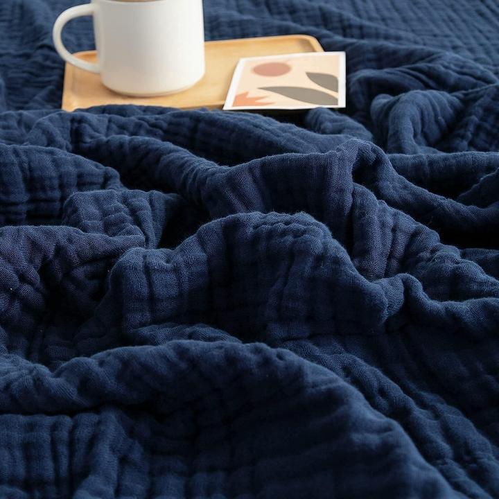 Image du produit Milkii 6-lagige Musselin Decke, 228 x 228 cm - Navy (228 x 228 cm)