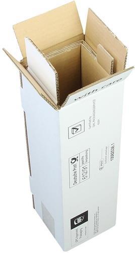 Actual product image Transpak Bottle carton PTZ 2-wall dimensions 105x100x425mm quality 2.3BC white postmarked brown (30 pcs., 10.50 x 10 x 42.50 cm)