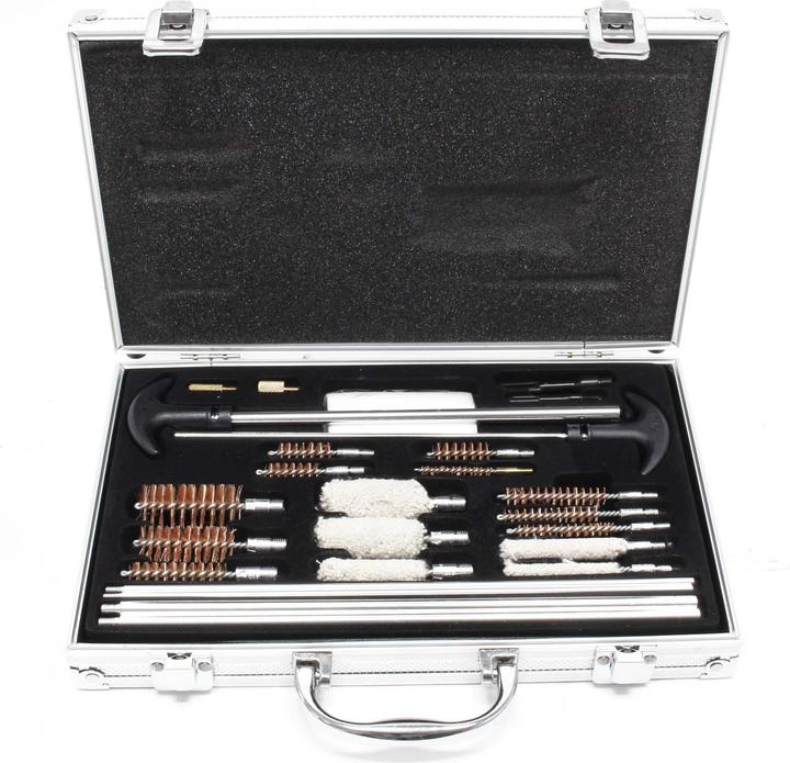 Image du produit Wiltec Kit de nettoyage Arme et Pistolet 100 pcs. Mallette de transport Entretien Arme à feu Brosses