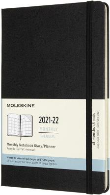Produktbild Moleskine Monatskalender L 21/22 A5 850352 18M HC schwarz 1M/2S, liniert (A5, 1 Monat / 2 Seiten)
