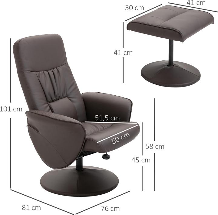 Produktbild Homcom Relaxsessel Metall, Kunstleder Braun